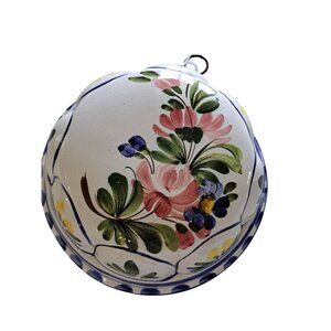 Hand-Painted Italian Ceramic Cheese Dome Floral Ceramiche Bassano Italy 7" Vtg